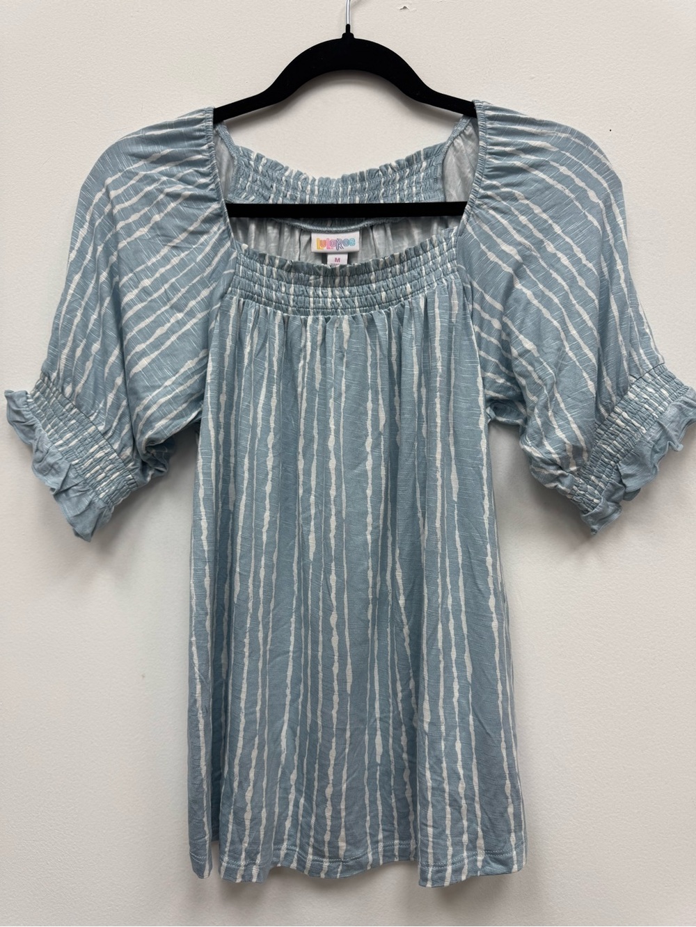 Light Blue & White Striped Peasant Tunic